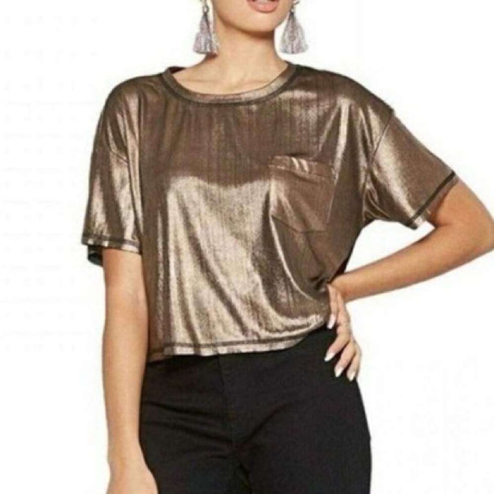 Wild Fable Metallic Bronze Crop Top Medium
